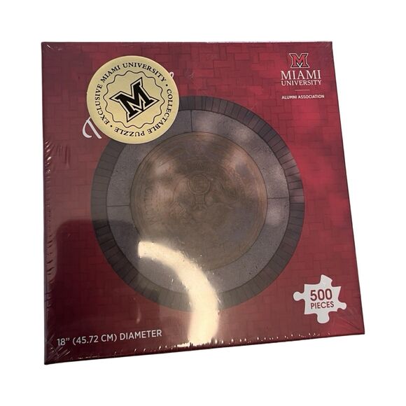 New Sealed Miami University Alumni Association Seal 18" Round 500‎ pc Puzzle - Picture 1 of 4